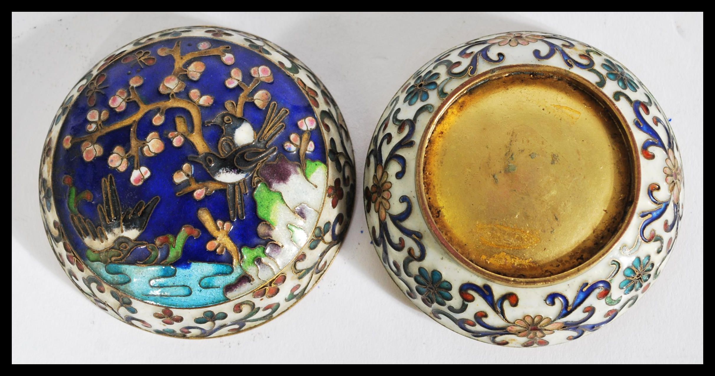 A group of three vintage 1920's cloisonne small bo - Image 7 of 7