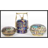 A group of three vintage 1920's cloisonne small bo