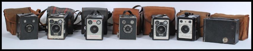 A selection of vintage 20th century box cameras to include a Coronet Ambassador, a SIX-20 Brownie