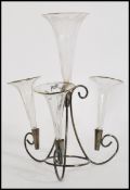 A 19th century Victorian glass and silver plated glass epergne centre piece, having one large