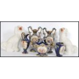 A collection of 19th century Staffordshire ceramics to include a selection of matching cobalt blue