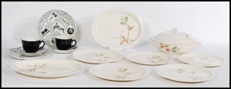 A vintage mid 20th Century part dinner service by Royal Tudor Ware, designed by Don Deora, to