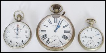 A selection of pocket watches to include a Drew & Sons Swiss movement car dashboard clock, a