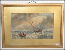 An early 20th Century framed and glazed watercolour painting, the painting depicting the rescue of a