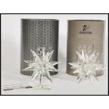 2 boxed large 20th century Swarovski cut silver crystal glass decorative snow drops stars /