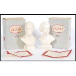 Two mid 20th Century  boxed ceramic busts commemorating the marriage of Queen Elizabeth II and