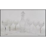 A set of six Waterford leaded cut glass crystal wine glasses together with an unassociated cut glass