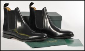 A pair of new & unused boxed gents Loake black polished leather boots, size 12 Fit F. Style 290B