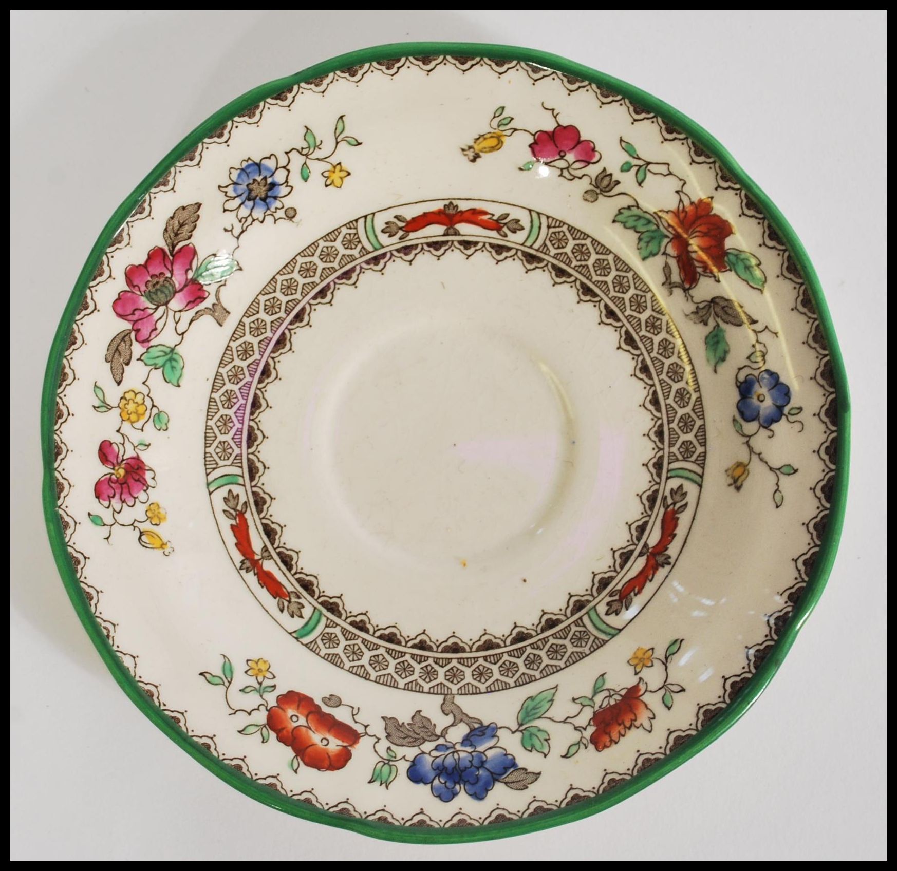 A set of six 19th century Copeland and Spode tea cups and saucers decorated in the Chinese Rose - Image 3 of 4