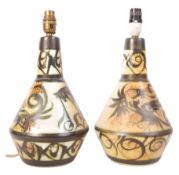 PAIR OF RETRO EARTHENWARE CORNISH LAMPS BY CELTIC POTTERY