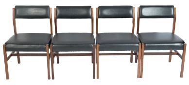 RETRO VINTAGE MILITARY A/C BLACK VINYL AND TEAK DINING CHAIRS