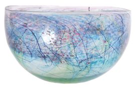 RETRO LARGE STUDIO ART GLASS BOWL IN THE MANNER OF ISLE OF WIGHT
