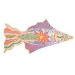 RETRO VINTAGE SKY FISH SHAG PILE RUG BY ANNIE SHERBURNE