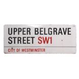 ENAMEL LONDON STREET SIGN UPPER BELGRAVE STREET