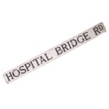 EARLY 20TH CENTURY INDUSTRIAL ROAD NAME SIGN ' HOSPITAL BRIDGE RD '