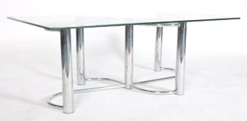 A RETRO VINTAGE ITALIAN CHROME AND GLASS COFFEE TABLE BY ZEVI