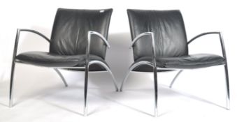' SIT ' RETRO BLACK LEATHER AND CHROME CHAIRS BY KEBE