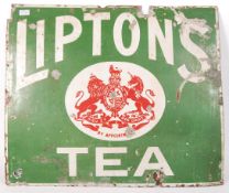 VINTAGE ENAMEL ADVERTISING SIGN FOR LIPTON'S TEA