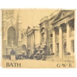 ORIGINAL GWR RAILWAY TRAVEL POSTER OF BATH BY FRED TAYLOR