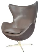 AFTER ARNE JACOBSEN A CONTEMPORARY LEATHER EGG CHAIR