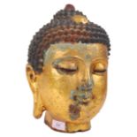 GAUTAMA BUDDHA CAST AND GILDED HEAD STATUE