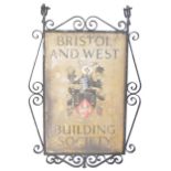 RETRO BUILDING SOCIETY ADVERTISING SIGN IN SCROLL WORK FRAME