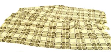 RETRO VINTAGE YELLOW & BROWN WELSH BLANKET BY TREGWYMT
