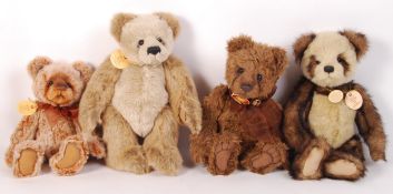 COLLECTION OF FOUR CHARLIE BEARS EXCLUSIVE TEDDY BEARS