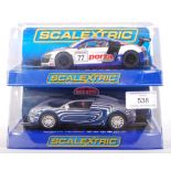 TWO SCALEXTRIC 1:32 SCALE SLOT RACING CARS - BOXED