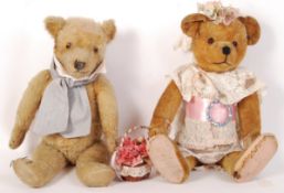 PAIR OF ANTIQUE BELIEVED CHILTERN ' TO HAVE & TO HOLD ' TEDDY BEARS