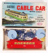 VINTAGE COSMO BATTERY OPERATED ELECTRIC CABLE CAR WITH LIGHT