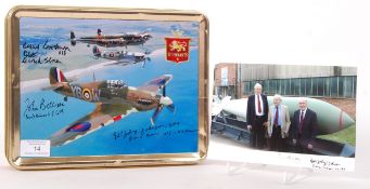 BATTLE OF BRITAIN UNIQUE AUTOGRAPHED TIN & PHOTOGRAPH