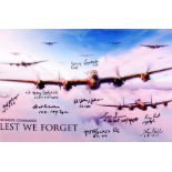 INCREDIBLE LANCASTER PRINT AUTOGRAPHED BY 9 CREW / RELATED