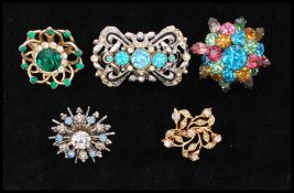 1940s signed Coro brooches including gold filled example. x 5 Largest 2.5 inches.