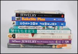 A collection of 10 Jewellery reference books to include; Bakelite pins Schiffer, Price Guide to