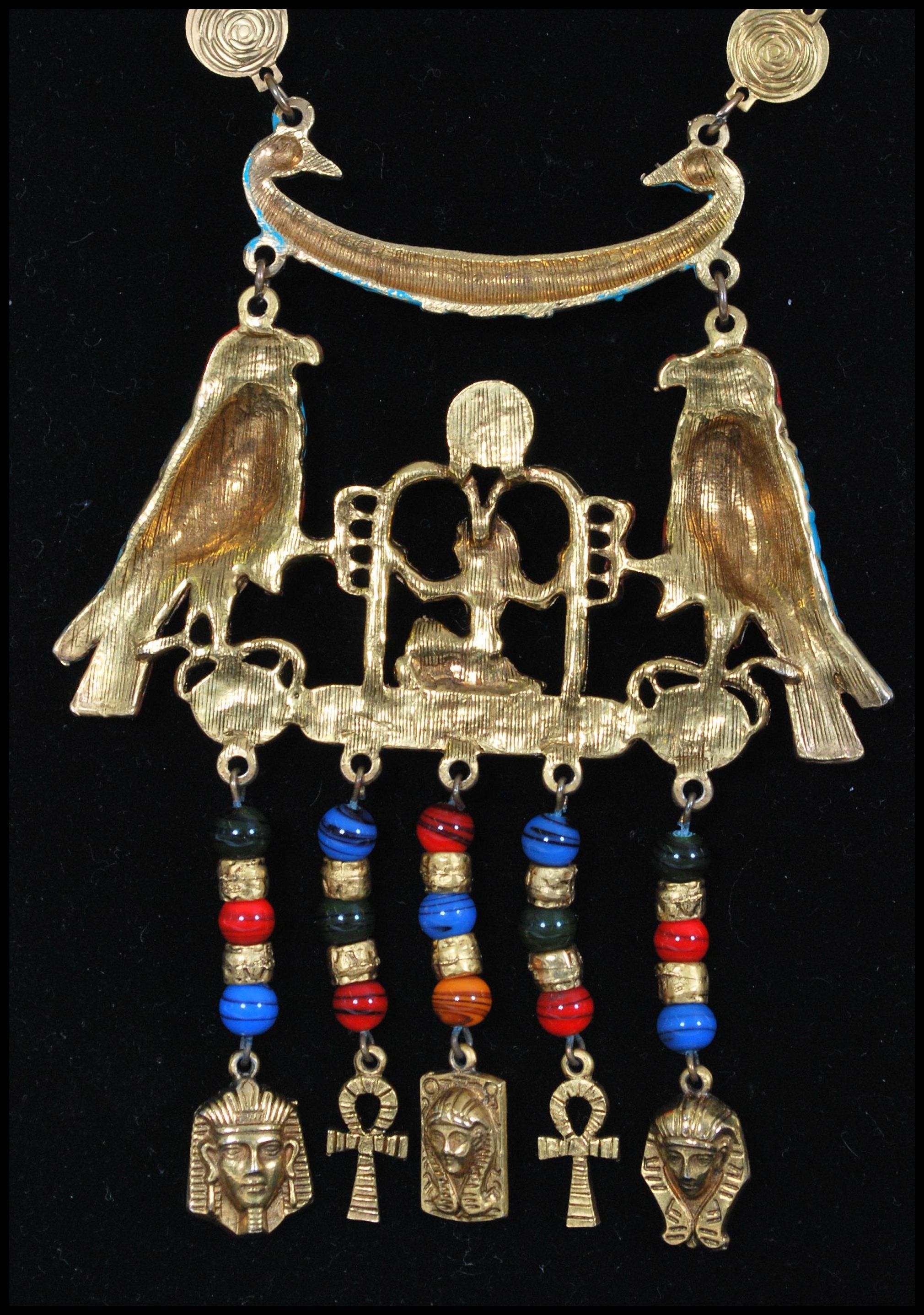 A 1960s signed Art Egyptian revival necklace and earring set by Arthur Pepper. Measures 18 inches - Image 4 of 7