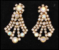 A pair of D&E Juliana rhinestone earrings. Measures 2 inches.