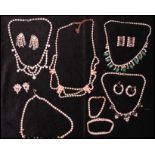 A quantity of rhinestone set jewellery to include necklace and earrings. Necklace measures 16