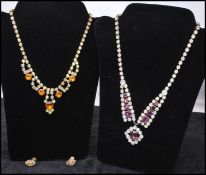 A quantity of rhinestone set jewellery to include necklace and earrings. Necklace measures 16 inches