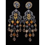 A pair of vintage Askew of London silver-tone chandelier earrings decorated with maple leaves,