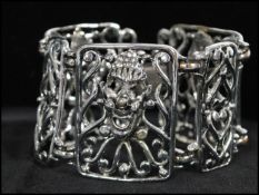 A 1950s signed Selro Selini silver-tone skeleton bracelet. Signed Selini. Measures 7 inches.