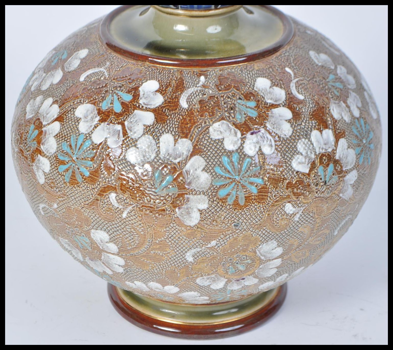 LARGE DOULTON SLATERS BALUSTERED ONION & NARROW NECK SPILL VASE - Image 2 of 6