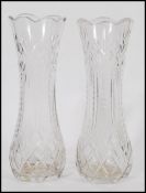 PAIR THOMAS WEBB MANNER 20TH CENTURY CRYSTAL CUT GLASS VASES