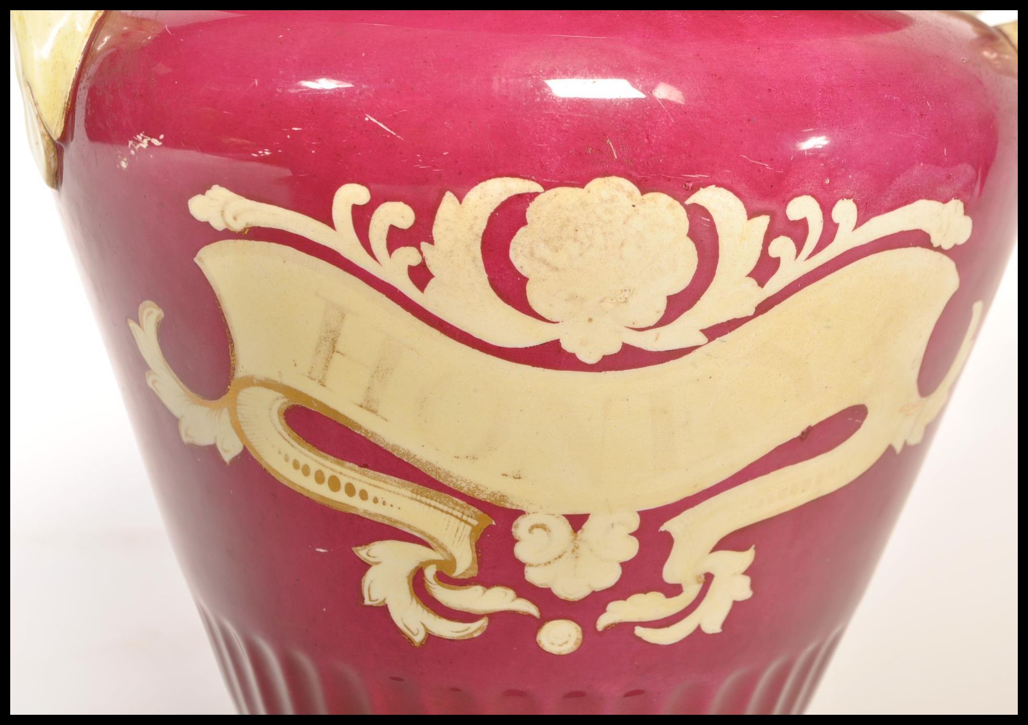 A large 19th century twin handled chemists apothecary jar by Samuel Alcock in red  ground with white - Image 2 of 7