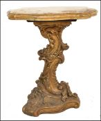 20TH CENTURY ITALIAN FAUX MARBLE CARVED WOODEN CENTRE / LAMP TABLE