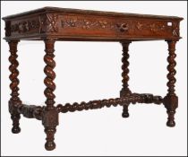 19TH CENTURY LARGE VICTORIAN CARVED OAK WRITING TABLE DESK