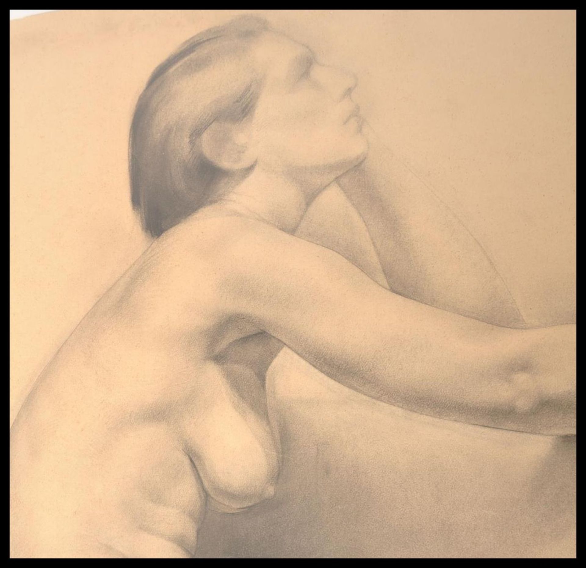 SCHOOL OF VICTOR ROUSSEAU, BELGIAN PENCIL PORTRAIT STUDY OF NUDE - Bild 3 aus 5