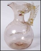 19TH CENTURY MURANO ITALIAN ART GLASS AVENTURINE DRAGON JUG EWER