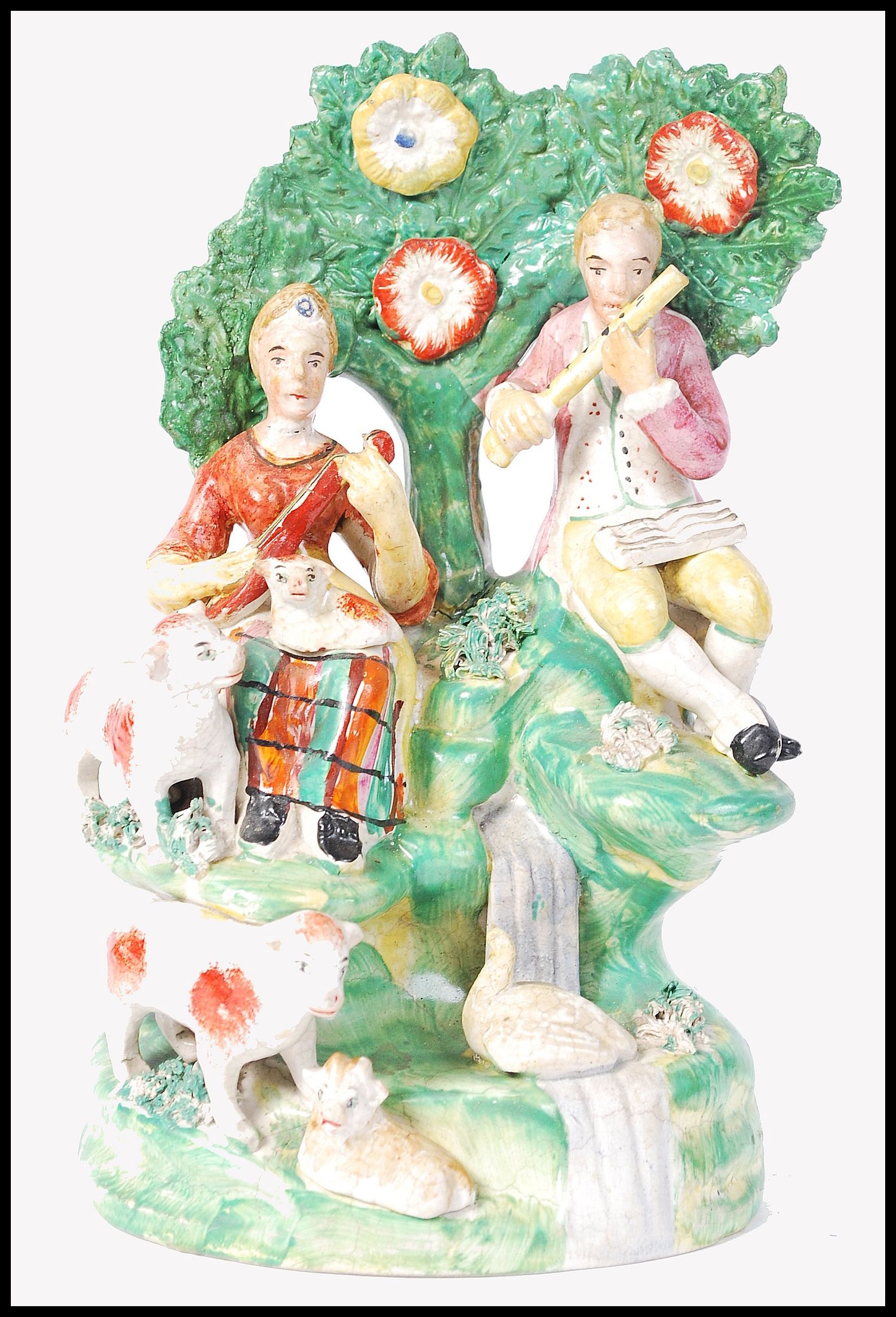 19TH CENTURY STAFFORDSHIRE PEARLWAY FIGURAL MUSICIAN GROUP