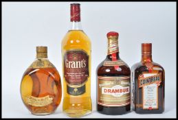 VINTAGE DIMPLES WHISKY, GRANTS, DRAMBUIE & COINTREAU - 4 BOTTLES